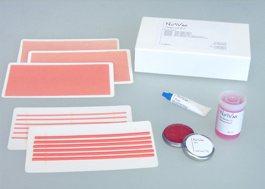 NoWax Start-up Kit contains an assortment of selected NoWax patterns, sheets, Bond und separators