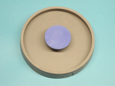 Mold base with waxdisk in place for Cast by Ti-Research